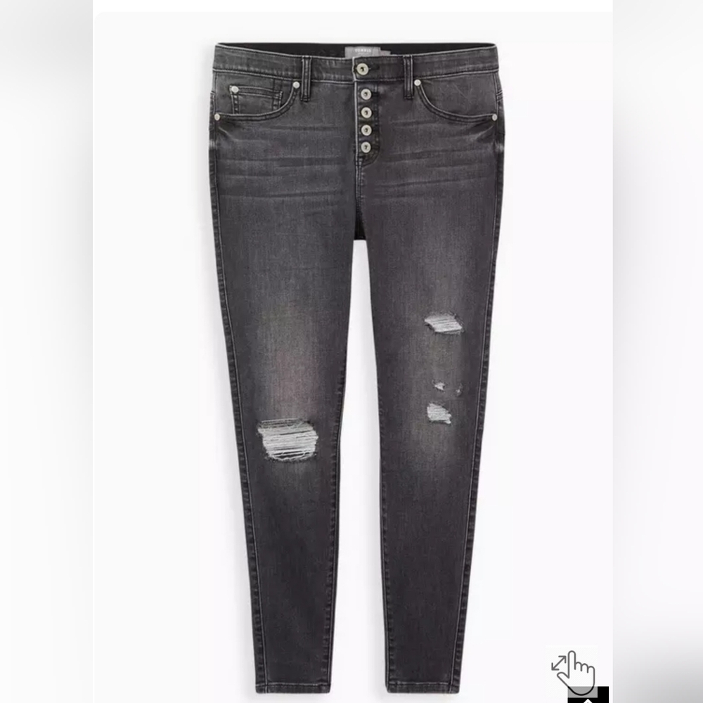 Torrid Bombshell Skinny Super Soft High-rise Dark Gray Distressed Jeans
